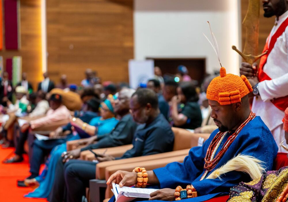Ogiame Atuwatse III during the event Goodluck Jonathan Foundation Democracy Dialogue 2023